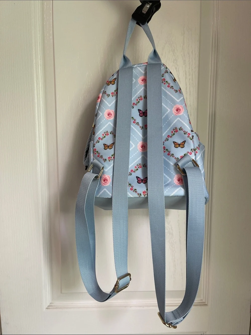 Light Blue Floral & Butterfly Mini Backpack